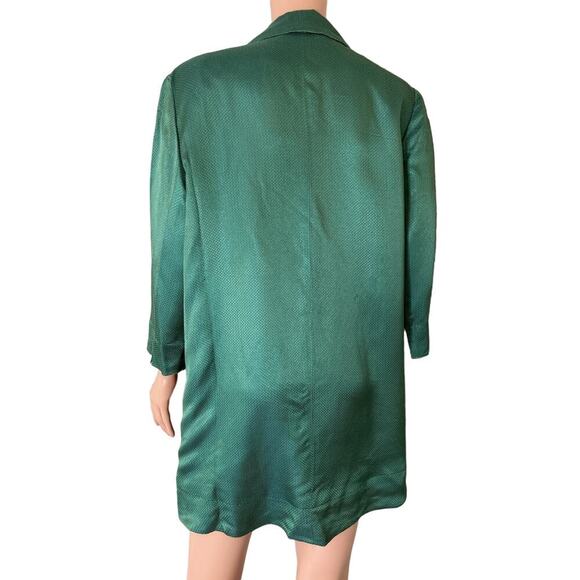 Alberto Makali blazer Kelly Green textured open front SZ LG 3/4 sleeve business - Picture 8 of 8